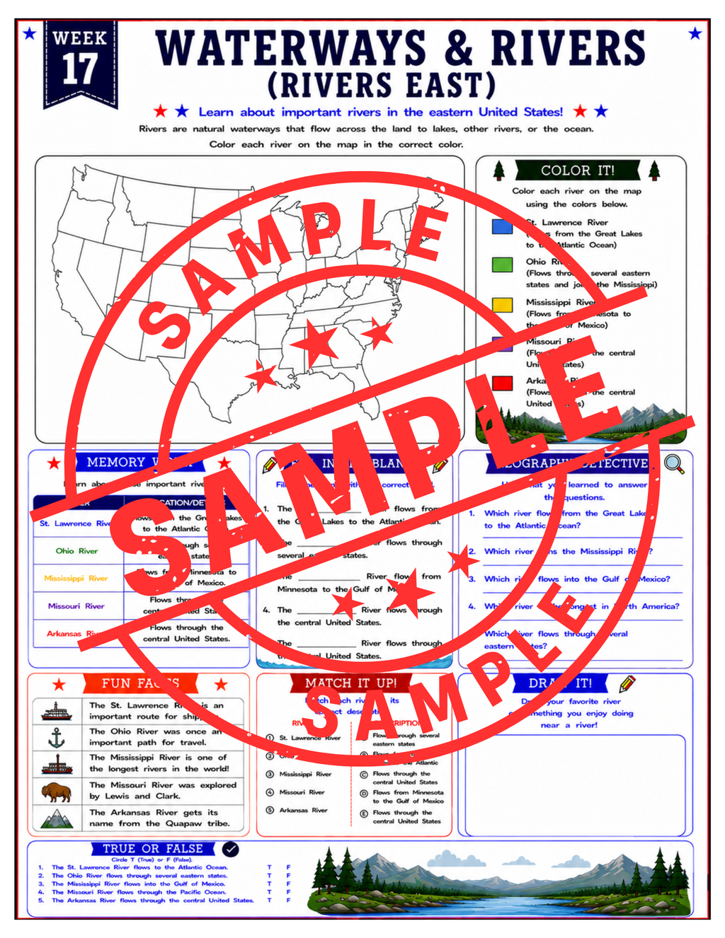Cycle 3 Geography Printable Worksheets | Weeks 1–24 | Classical Conversations® Foundations Geography | Homeschool Geography PDF