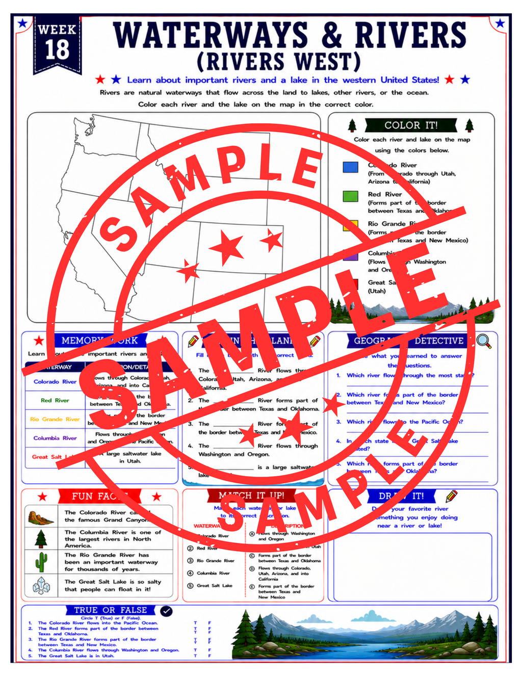 Cycle 3 Geography Printable Worksheets | Weeks 1–24 | Classical Conversations® Foundations Geography | Homeschool Geography PDF