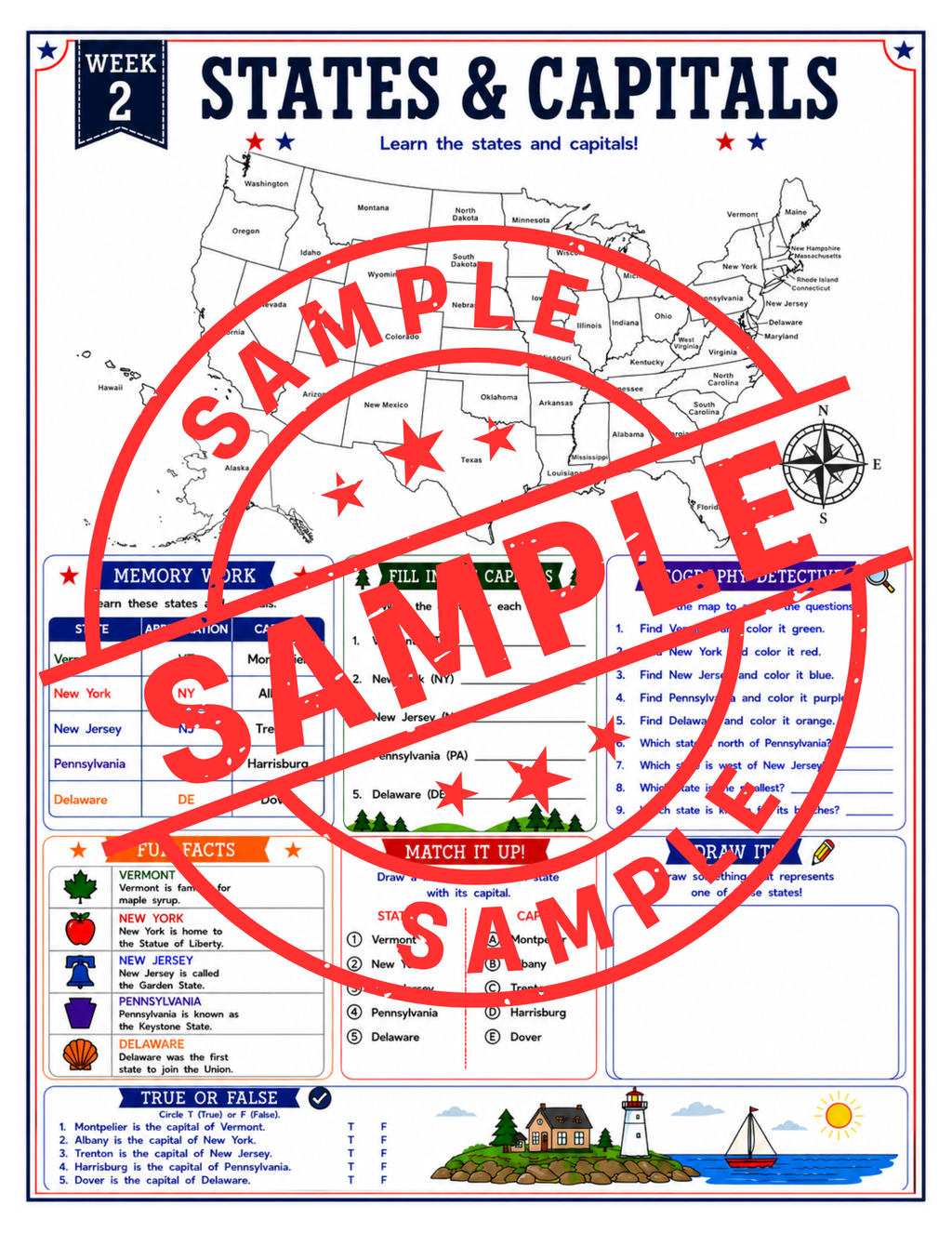 Cycle 3 Geography Printable Worksheets | Weeks 1–24 | Classical Conversations® Foundations Geography | Homeschool Geography PDF
