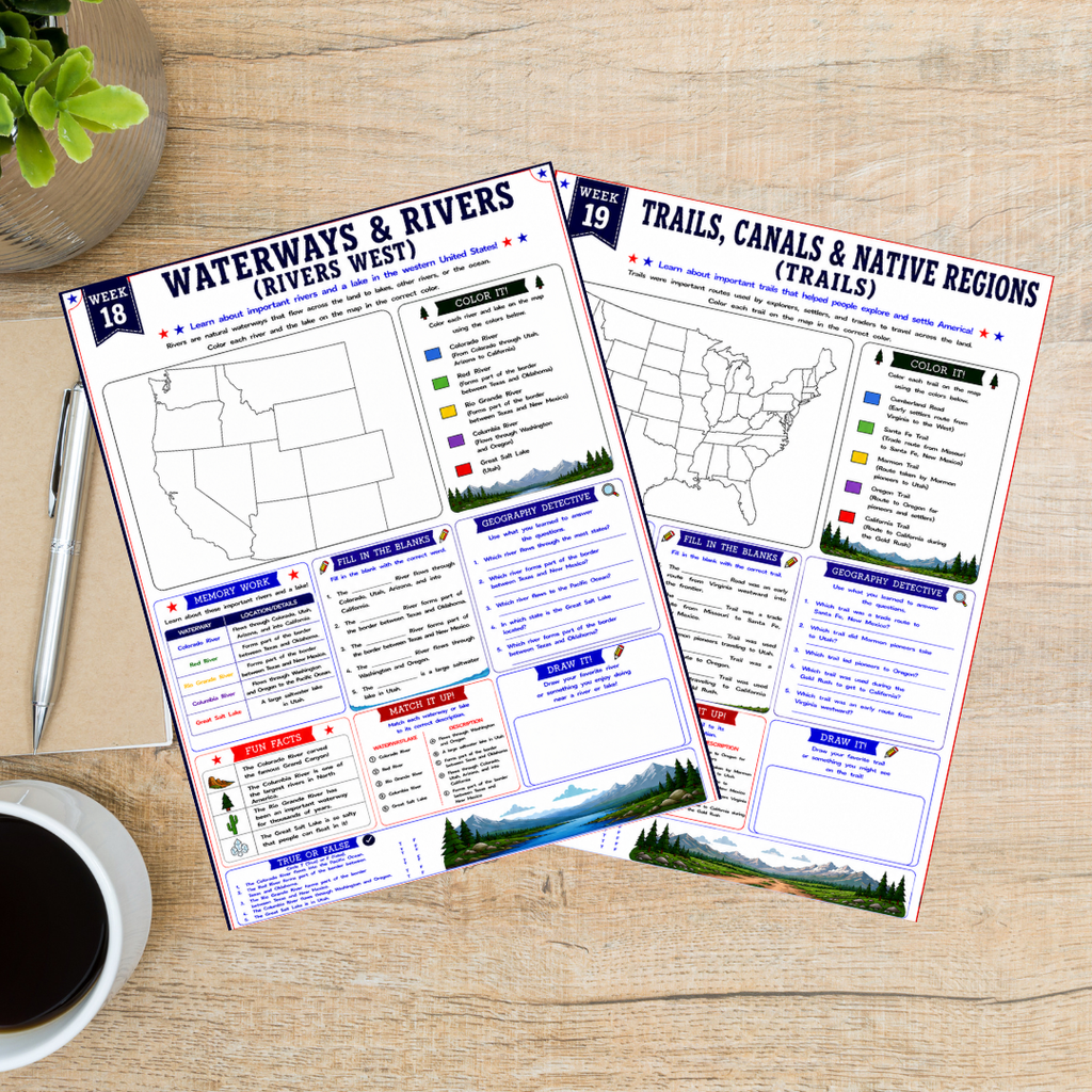 Cycle 3 Geography Printable Worksheets | Weeks 1–24 | Classical Conversations® Foundations Geography | Homeschool Geography PDF